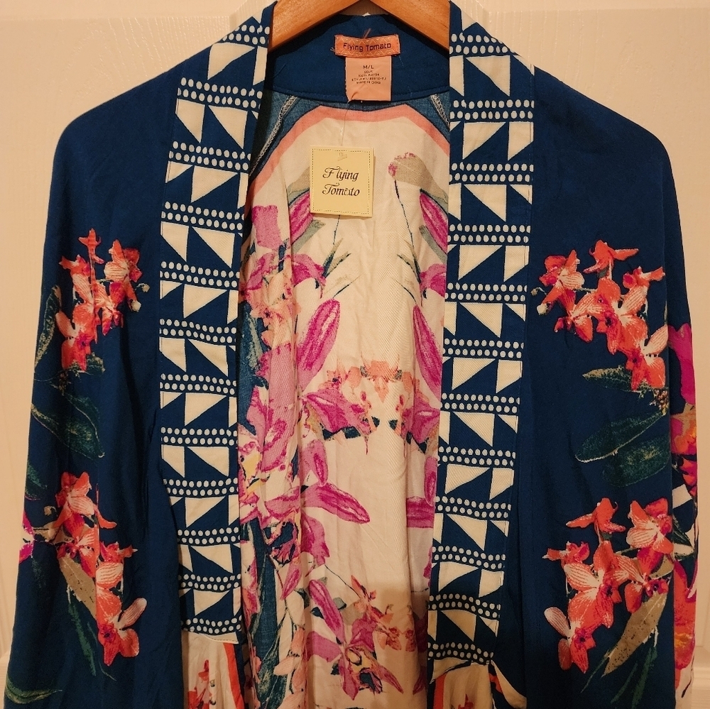 Flying Tomato Size M/L Tunic Beach Cover-up Kimono NWOT - Picture 6 of 7